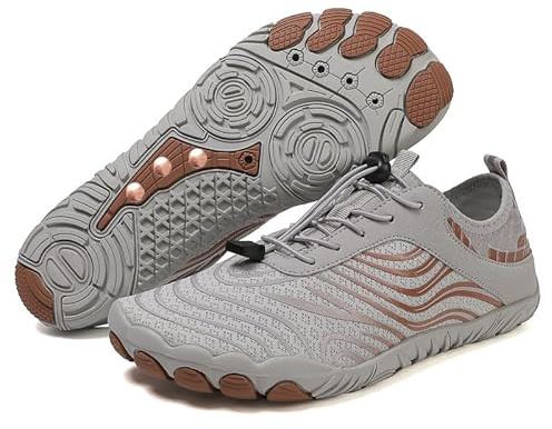 Grounding Shoes with Copper, Grounded Barefoot Footwear for Women Men Neuropathy, Hike Barefoot Footwear Mens, Lightweight Non-Slip (H02 Gray, Adult, Women, 13, Numeric, US Footwear Size System, Medium)