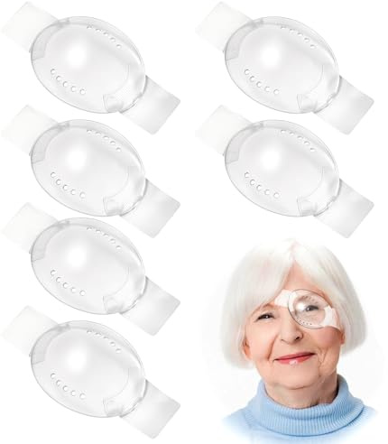 Larrel 6 styck Ögonskydd Efter Ögon, Ögonbindel Medicinskt Transparent Plast Ögonplaster Bekväm Ögonmask För Vuxna Efter Operationer Ögonbindlar med Små Hål För Vuxna Barn