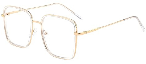 EYEGLSMST Lunettes de Lecture Oversized Carrées Élégantes 1.0 pour Femmes, Stylish Large Lunettes de Lecture Anti-Lumière Bleue, Réduit la Fatigue Oculaire