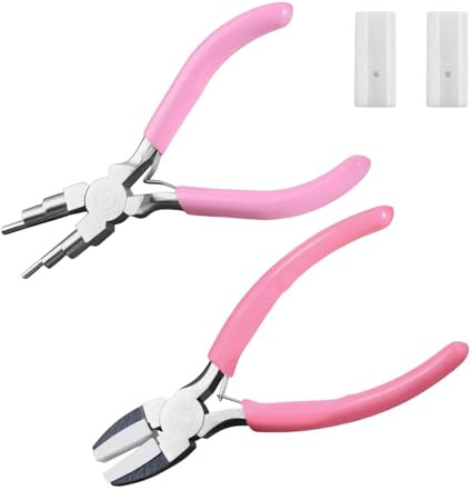 LEONTOOL 2 outils de fabrication de bijoux, pince à mâchoires souples avec bélière 6 en 1 pince de fabrication 3 mm à 10 mm, pince à bec plat avec 2 pointes pour le redressement du bouclage du fil