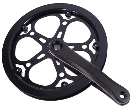 ELAYARD Kit de Biela para Bicicleta de Hierro Plato Sencillo de Dientes Engranaje Metálico Resistente Accesorio para Bicicletas Velocidad y Pista