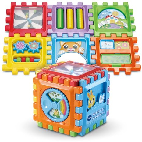 VTech Modulo Cube des Découvertes, Jeux de Motricité Fine dès 1 an | Cube de Manipulation Bébé Modulable avec 11 Activités à Explorer