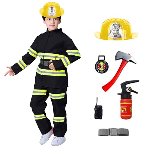 Disfraz de bombero para niños, disfraz de bombero, disfraz infantil, disfraz de carnaval, disfraz de carnaval, disfraz para niñas, disfraz de piloto de carreras, trabajador de la construcción, disfraz