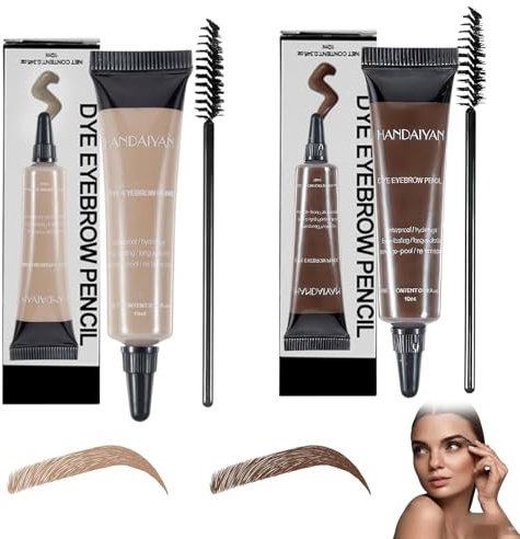 Tinta per Sopracciglia Kit, Tinta Sopracciglia, Colorazione per Sopracciglia, Professional Makeup Gel per Sopracciglia, Kit Sopracciglia, Impermeabile e Duraturo (Marrone Chiaro+Marrone Scuro)
