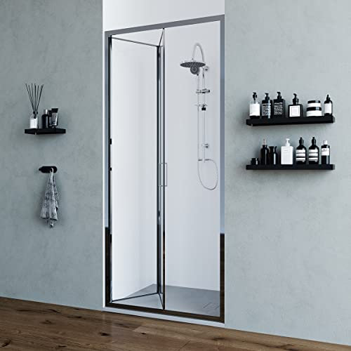Porta doccia per nicchia 70 cm apertura a libro pieghevole vetro TRASPARENTE anticalcare 5mm Sequoia