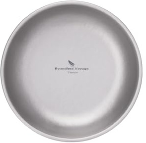 Boundless Voyage Ultralight Titanium Pan Dish Plate with Carry Mesh Bag Outdoor Titanium Dishware and Utensils Mess Kit for Camping Backpack, S
