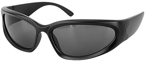 XTDMJ Lunettes de sport rapides Rave Punk Y2K Cool Techno Lunettes de soleil enveloppantes Lunettes de soleil futuristes pour homme et femme avec protection UV400, Noir