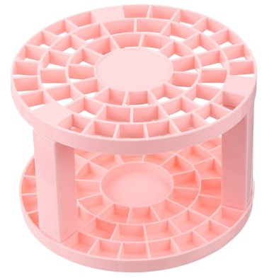 PATIKIL 1pz Portapennelli, Organizzatore di Plastica per Conservazione 49 Fori Pennelli, Supporto Rotondo per Scrivania per Artisti, Trucco, Matita, Rosa