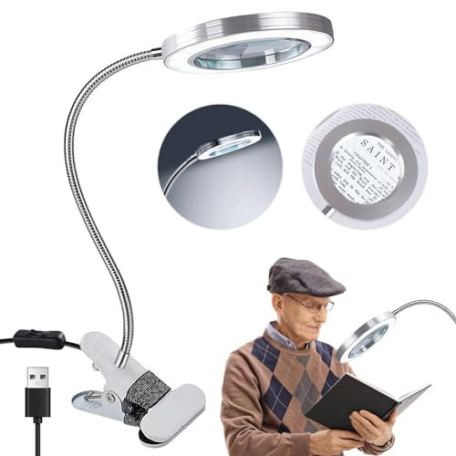 Mitening Lente D'ingrandimento 8x Con Luce E Supporto, Lampada D'ingrandimento A Led, Lampada D'ingrandimento Con Morsetto Usb, Ruotabile A 360° Per Lavoro, Lettura, Hobby, Cucito, Bricolage, 10w