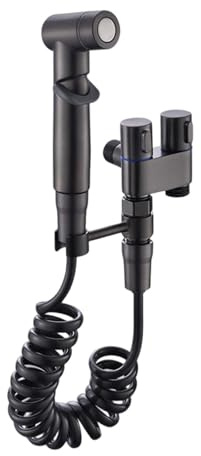 Lavadora 1 en 2 salidas Válvula de control dual 1 en 2 salidas Grifo de inodoro para lavadora en para bidé y baño negro
