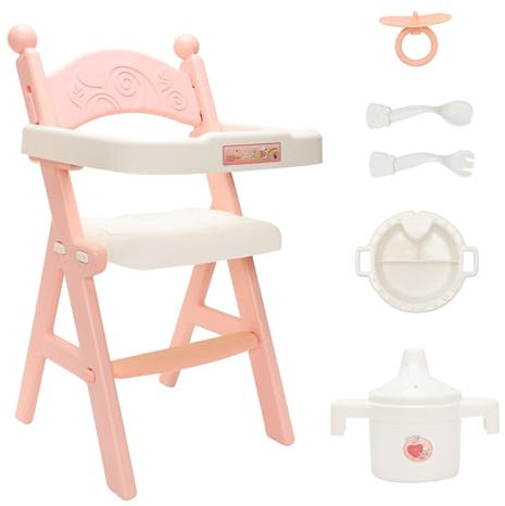 Miunana Babypuppe Zubehör Set Hochstuhl Fütterungszubehör Geschirr Set Babysitz 14-17 Zoll Babypuppen Schnuller Löffel Gabelplatte Flasche In Geschenkbox für Kleinkind