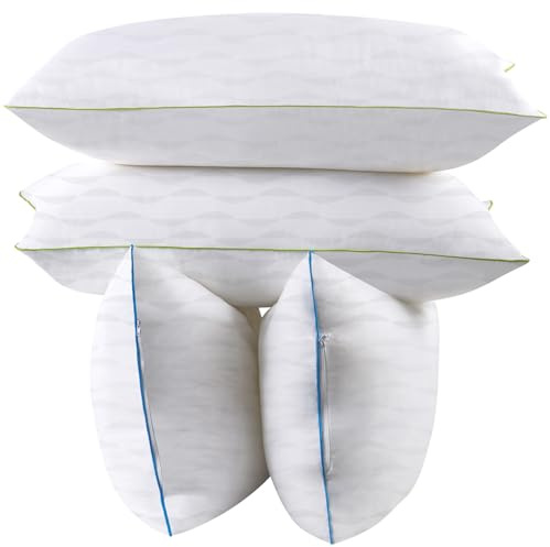 HKYLRAN Bedding - Juego de 4 almohadas para dormir (40 x 80 cm), transpirables y suaves