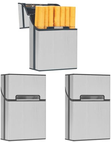 pitilleras ligeras, caja de cigarrillos de aluminio, caja de cigarrillos de metal, con cierre magnético abatible, para mujeres y hombres (plata 3)