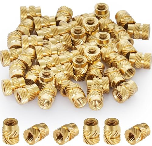 Inserto de rosca M5, tuercas de presión, 80 unidades, inserto de rosca 3D, M5 × 9,5 × 7 mm, insertos roscados para componentes de impresión 3D y piezas de plástico