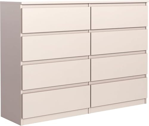 MebLocker Cassettiera con 8 Cassetti - Settimino 120x101x39 cm - Cassettiera Salvaspazio per la Camera da Letto e Soggiorno - Armadio con Cassetti dal Design Moderno - Cachemire