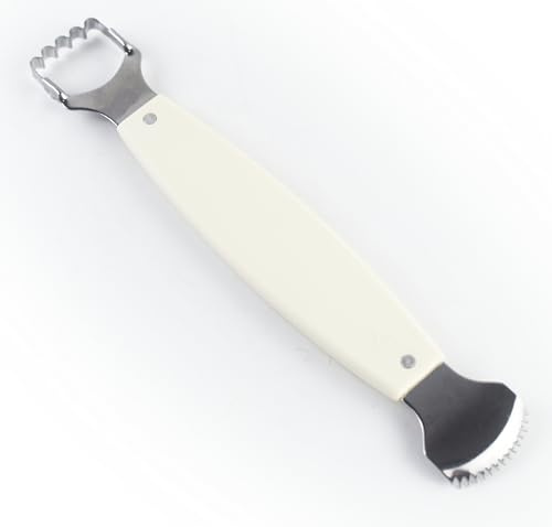 Smooth Cut Edges Handle Coconut Grater - Durable Sharp Stainless Steel Blade Shredder & Multi-Purpose Rasp for Easy Use Efficient Shredding Tool (Plastic Handle)