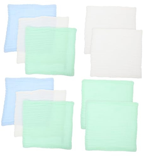 LOLIPPYY 10 piezas Paños para Eructar Niña de Muselina Algodón Toallas Suaves para Recién Nacido Accesorios Infantiles sin Aditivos Fluorescentes Colores Surtidos Verde Azul