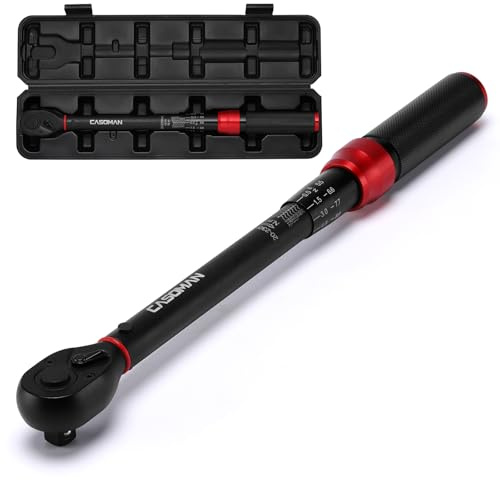 CASOMAN 1/2-Inch Drive Click Torque Wrench, 20-230Nm/14.8-169.7Lbf.ft, ± 3% Accuracy, 72-Tooth Dual-Direction Adjustable Torque Wrench for Bicycle, Moto and Car Maintenance