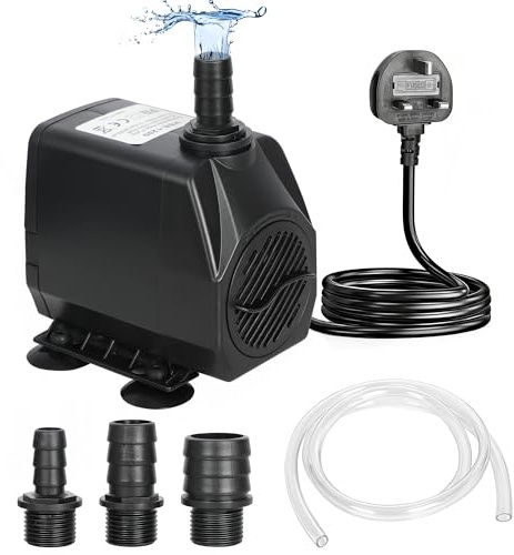 Orientools Submersible Water Pump(3000L/H,60W), 230V Black Water Pressure Pump with 2M Power Cord, 4 Nozzles Sizes for Fish Tank, Pond, Aquarium, Hydroponics
