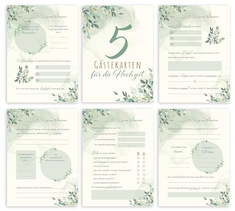 colortouch 50 Gästekarten Hochzeit zum ausfüllen, Wunderschöne Gästebuchkarten als Alternative zum Gästebuch für die Hochzeitkarten, Hochzeitsgeschenk/Hochzeitsspiel, individuelle Gästebuch-Karten