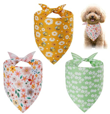 Rokahebi 3er Set Hundebandana XL – Bandane per Cani Grandi reversibili per L'Estate, Motivo Floreale per Cani di Taglia Media e Grande, Foulard per Animali Domestici
