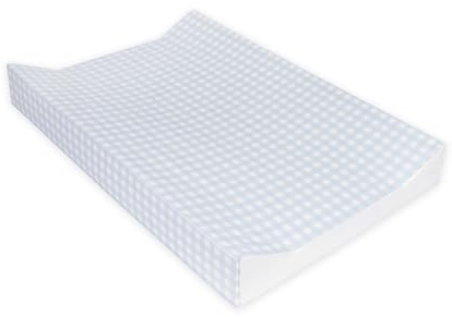 BEDEBYES Deluxe Anti Roll Wedge Baby Changing Mat, Blue Gingham, Waterproof PVC with Curved Sides, 69x45x9cm