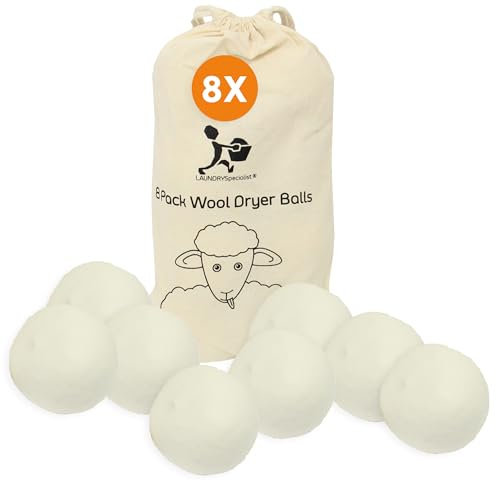 Airpro By Widex Trocknerbälle aus Naturwolle – 8er-Set. Wiederverwendbare Trocknerbälle aus Schafwolle zum schnelleren Trocknen Ihrer Wäsche. 100 % Wolle, 100 % umweltfreundlich
