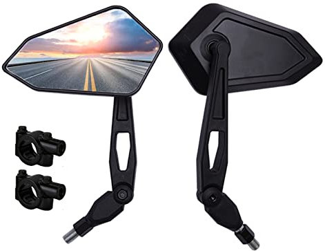 Motorrad spiegel Rückspiegel Seitenspiegel Mit 2X10mm Gewindebolzen und 22mm Lenkerklemme für Bobber Cruiser Chopper Touring ATV Sport Bike