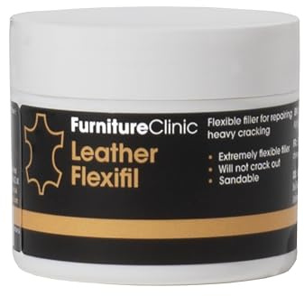 Furniture Clinic Leather Flexifil – Mastic extrêmement flexible utilisé pour réparer les griffures, les trous et les fissures lourdes dans les canapés en cuir, les sièges de voiture (50 ml)