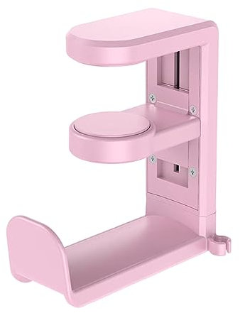 Cymwer Gancio da scrivania for cuffie Gancio for cuffie regolabile a 360 gradi Supporto for cuffie da gioco antiscivolo Installazione senza forforazione for viaggi in ufficio (Rosa)