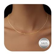 LOLIAS 925 Silber Halskette 14K Gold Kugel Choker für Damen, Frauen, Teenager, Freundin, Schwester, Freund - Vergoldete Kette Geburtstag