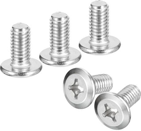sourcing map M6x12mm 12Pcs 304 Stainless Steel Phillips Drive Machine Screw | Flat Round Head, Full Thread, Bright Finish, Phillips Head Screws, Furniture Screw Connection Bolt Screw