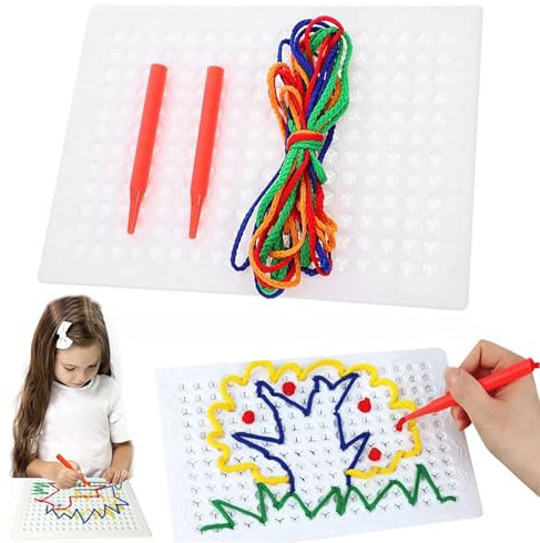 Sensory Calm Down Threading Boards, DIY Magisches Fädelbrett, Montessori Spielzeug, Fädelspiel Lernspiel Spielzeug, Lernspielzeug Sensorik Spielzeug Geschenk für Kinder Geburtstage, Weihnachten