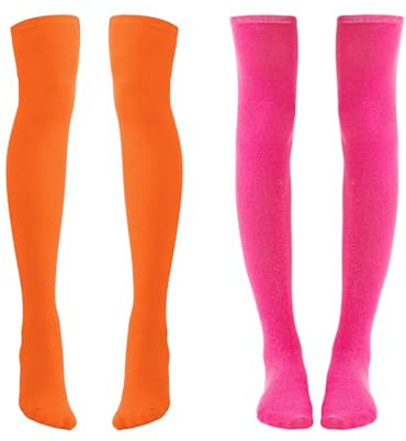 NYGGTYK 2 Par Elastiska och Mjuka Knästrumpor för Kvinnor, Fashionabla och Varma, Orange, M