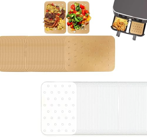 400 pezzi di carta da forno per friggitrice ad aria calda, antiaderente, impermeabile, oleorepellente, carta da forno perforata, per piastra da forno, forno a microonde, friggitrice Airfryer