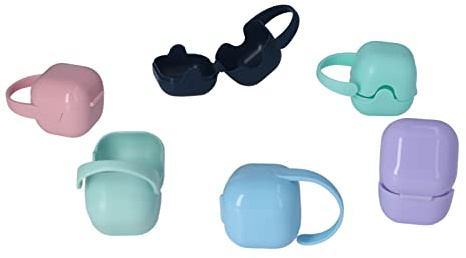 OVAQUIXI 6 Pcs BPA Dummy Holder Box Cowl with Carry Loop Baby Pacifier Storage for Boys Girls Nursing Moms