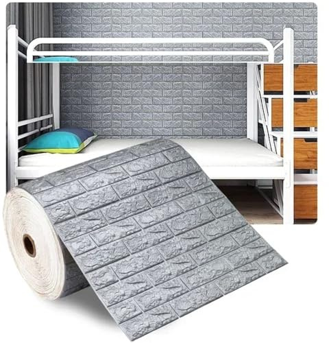 FonHNDG Tapet 1/3/5/10 m 3D självhäftande dekor tapet kontinuerlig vattentät tegelvägg klistermärken vardagsrum sovrum heminredning (grå, 70 cm x 10 m)