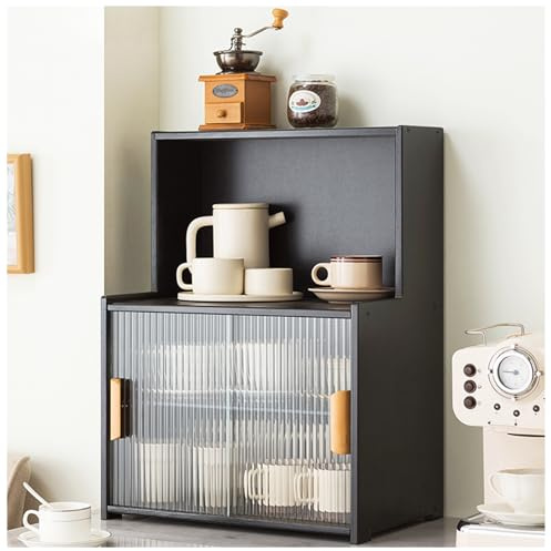 Grande armadio da cucina in piedi con ante in vetro ripiani regolabili forno a microonde spazio a pavimento armadio versatile per cucina e soggiorno nization