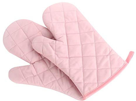 Oven Mitts Kitchen Cotton Cute Long Microwave Oven Gloves, Heat Resistant Glove for Cooking, Food, Frying, Baking Premium Durable Mitts 1 Pair Pink