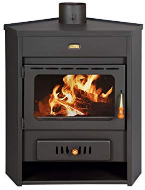 Prity Eek A Eck - Wasserführender Kaminofen - 13.3 kW - Schwarz - Holz, Holzbriketts