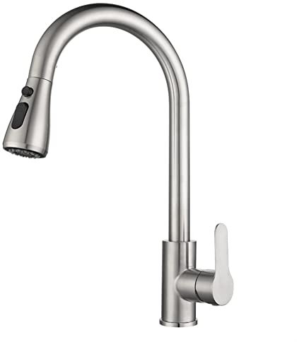 Wasserhahn Küche Küchenarmatur Mit 2 Funktionen Brause Spültischarmatur Mit Ausziehbar Brause Edelstahl Einhebel 360° Drehbar Hoher Auslauf Gebürstet Spültischarmatur, Mischbatterie Küche