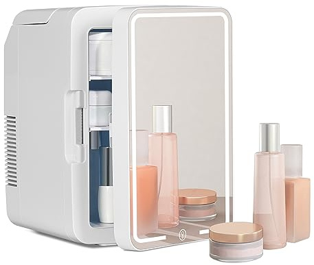 ARTETHYS Mini Fridge for Bedrooms, 10L Skincare Fridge with LED Mirror
