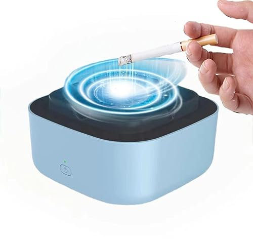 Neioaas 2 In 1 Multifunctional Ashtray Air Purifier with Filter, Portable Negative Ion Air Freshener for Business, Car, Home, Office (Blue)