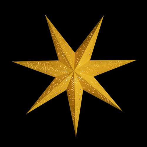 Sterntaler Dekostern | Weihnachtsstern Papier | Samt | Faltstern | Gelb | 75cm | Innen | Glühbirne | Netzstecker