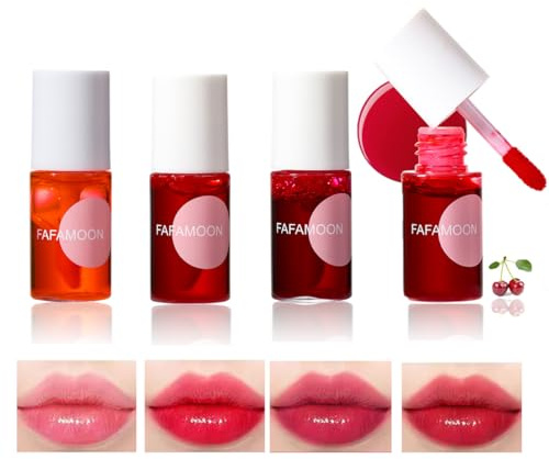 Baorder 4 colori tinta per labbra Stain Set, 3 in 1 Lip Eyes and Cheeks Tint Stain Lip Glaze, velluto opaco mini rossetto liquido, idratante idratante a lunga durata antiaderente tazza lucidalabbra