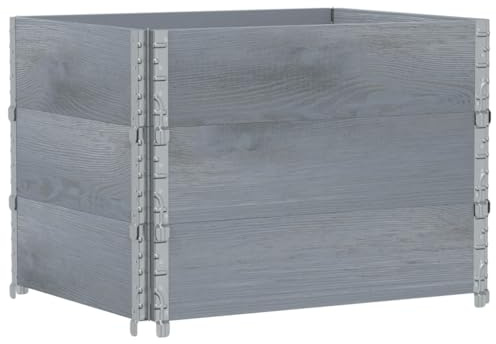 vidaXL Collares de palets 3 uds Madera Maciza de Pino Gris 80x60 cm, collarín de palets, Caja de Palet, Marco de apilamiento de palets
