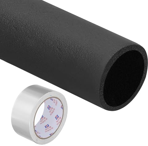 PATIKIL 2-3/8(60mm) ID x 6Ft Tuyau Isolation Mousse Tube Ensemble, Tuyau Couvercle Enveloppement Rouleau Barre Rembourrage Tuyau avec Aluminium Feuille Extérieur Air Conditionneur