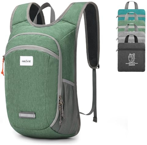 HALOVIE Faltbarer Rucksack Ultraleicht 10L Tagesrucksack Faltbar für Herren Damen Klein Wanderrucksack Daypack Faltrucksack für Wandern Reisen