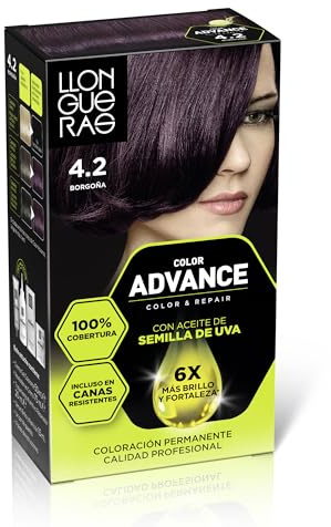Llongueras Color Advance Tinte Pelo Mujer Coloración Permanente 100% Cobertura Incluso En Canas Resistentes - Tono 4.2 Borgoña