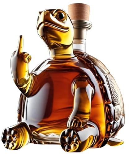 Personlig sköldpaddswhiskykaraff – 335 ml glaskaraff med mellanfinger med gravering | rolig skämtgåva för svensexa, kontorshumor och bardekor